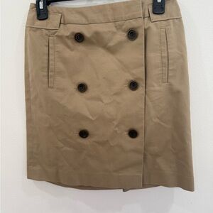 LOFT Tan Double-Breasted A-Line Skirt